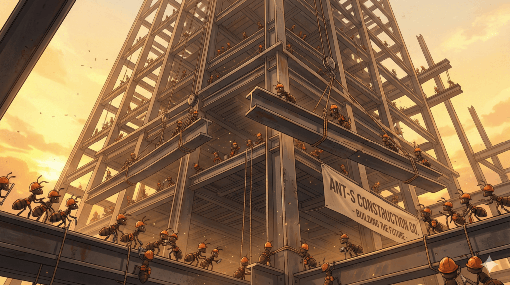 Worker Ants building a skyscraper - Sector 02 Tactical Trading Card for construction worker gifts.